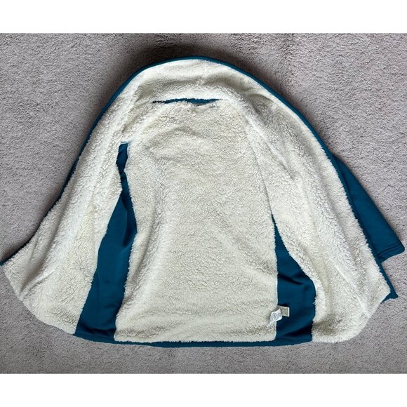 L.L.Bean Small Petite Teal Sherpa Lined Open Cardigan Style 515087 - Picture 4 of 15